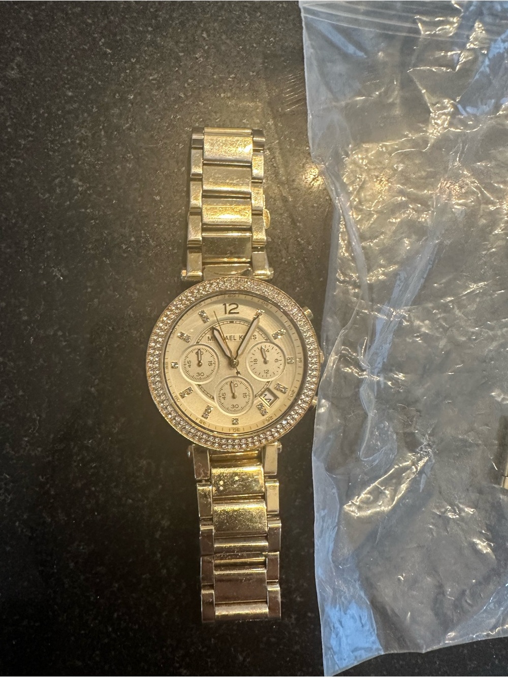 Michael Kors Gold-Tone Crystal Bezel Women's Chronograph Watch
